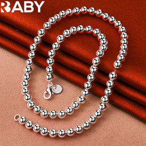 925 Silver Beads Chain Bracelet Necklace Set Wedding Party Charm Jewelry