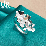 925 Silver Flowers Ring Women Charm Jewelry