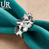 925 Silver Flowers Ring Women Charm Jewelry