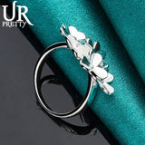 925 Silver Flowers Ring Women Charm Jewelry