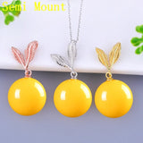 925 Silver Pearl or Bead Semi Mount Pendant Yellow Rose