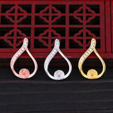 925 Silver 7-10mm Pearl Round Bead Semi Mount Pendant CZ Yellow Rose
