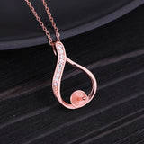 925 Silver 7-10mm Pearl Round Bead Semi Mount Pendant CZ Yellow Rose