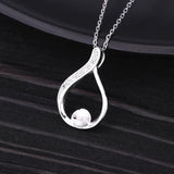 925 Silver 7-10mm Pearl Round Bead Semi Mount Pendant CZ Yellow Rose