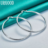 925 Silver 70mm Circle Hoop Earrings Women Party Engagement Wedding Gift