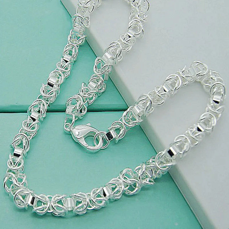 925 Silver 7mm 20in Chain Necklace Men Women Party Jewelry