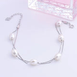 925 Sterling Silver Oval Pearl Bracelet for Women