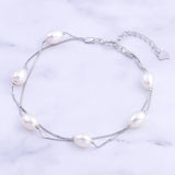 925 Sterling Silver Oval Pearl Bracelet for Women