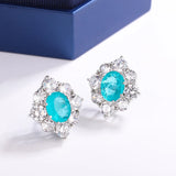 925 Silver 8*10MM Stud Earring Paraiba Tourmaline Gemstone Wedding Party Jewelry