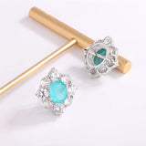 925 Silver 8*10MM Stud Earring Paraiba Tourmaline Gemstone Wedding Party Jewelry