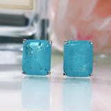925 Silver Moissanite Emerald Paraiba Earrings