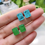 925 Silver Moissanite Emerald Paraiba Earrings