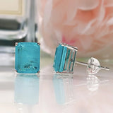 925 Silver Moissanite Emerald Paraiba Earrings