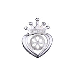 925 Silver Pearl or Round Bead Semi Mount Pendant Setting Women Fine Jewelry
