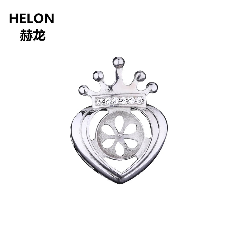 925 Silver Pearl or Round Bead Semi Mount Pendant Setting Women Fine Jewelry