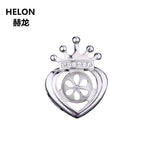 925 Silver Pearl or Round Bead Semi Mount Pendant Setting Women Fine Jewelry