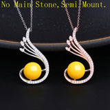 925 Silver 8-11mm Pearl Bead Semi Mount Pendant CZ