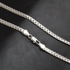 925 Silver 6mm Side Chain Necklace Bracelet for Women Men Charm Wedding