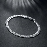 925 Silver Full Side Chain Bracelet 5mm 8"