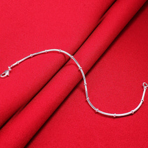 925 Silver 8-Inch Bead Snake Chain Bracelet Couples Gift Jewelry