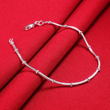 925 Silver 8-Inch Bead Snake Chain Bracelet Couples Gift Jewelry
