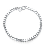 925 Sterling Silver Box Chain Bracelet 8 Inches Women Party Gift Jewelry