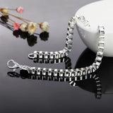 925 Sterling Silver Box Chain Bracelet 8 Inches Women Party Gift Jewelry