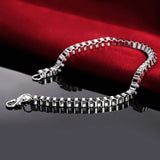 925 Sterling Silver Box Chain Bracelet 8 Inches Women Party Gift Jewelry