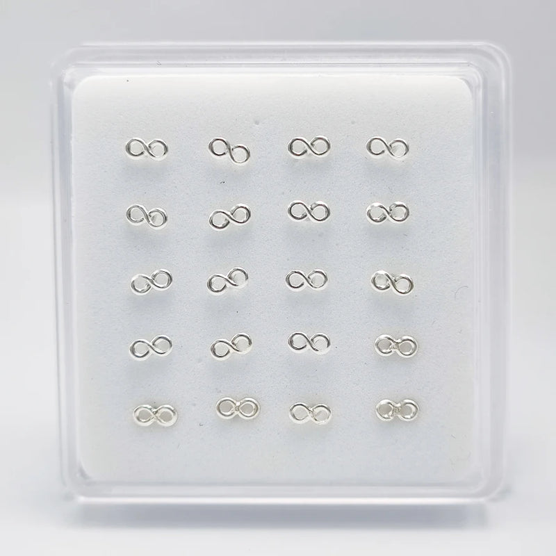 925 Silver 8 Shape Nose Stud Piercing Jewelry 20pcs/lot