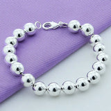 925 Silver Circle Ball Beads Bracelet Woman Charm Jewelry