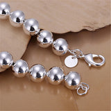 925 Silver 8mm/10mm Hollow Circle Ball Beads Bracelet Jewelry
