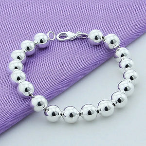 925 Silver Hollow Circle Ball Beads Bracelet Charm Jewelry