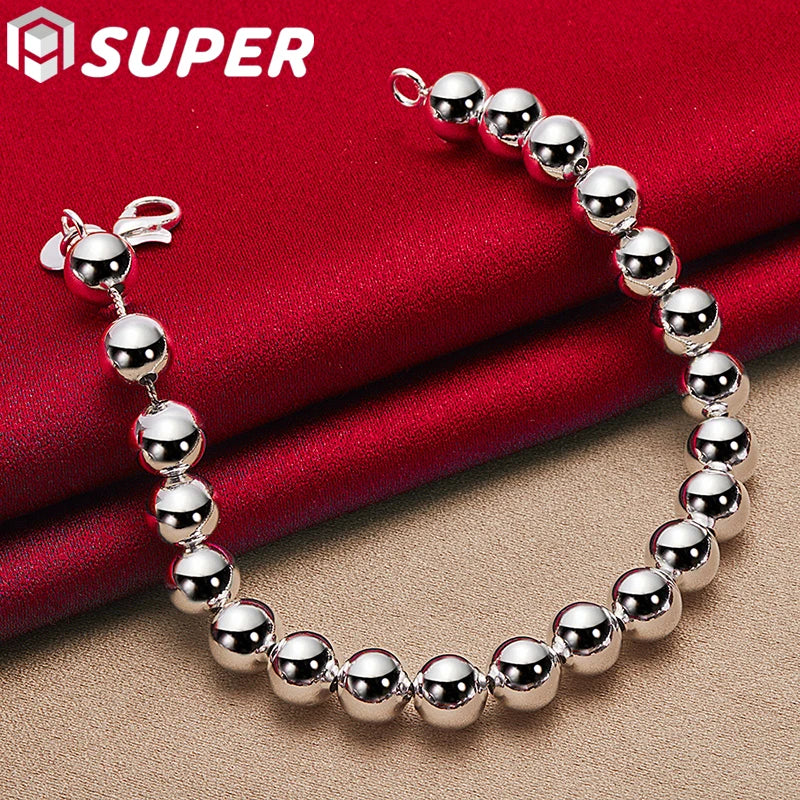 925 Silver Smooth Beads Bracelet Chain for Women