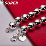 925 Silver Smooth Beads Bracelet Chain for Women