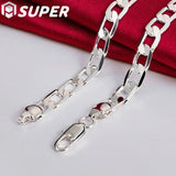 925 Silver 8mm Flat Chain Necklace 16-24 Inch