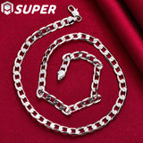 925 Silver 8mm Flat Chain Necklace 16-24 Inch