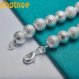 925 Silver 8mm Frosted Ball Chain Bracelet Women's Party Engagement Wedding Gift