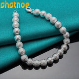 925 Silver 8mm Frosted Ball Chain Bracelet Women's Party Engagement Wedding Gift