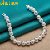 925 Silver 8mm Frosted Ball Chain Bracelet Women's Party Engagement Wedding Gift