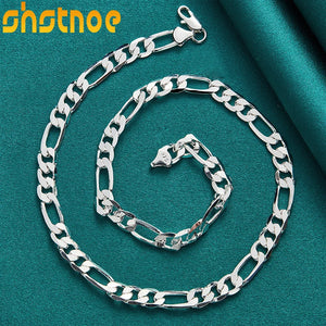 925 Silver 8mm Geometric Cuban Chain Necklace Men Women Party Engagement