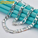 925 Silver 8mm Geometric Cuban Chain Necklace Men Women Party Engagement