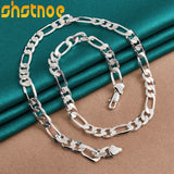 925 Silver 8mm Geometric Cuban Chain Necklace Men Women Party Engagement