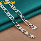 925 Silver 8mm Geometric Cuban Chain Necklace Men Women Party Engagement