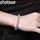 925 Sterling Silver 8mm Hollow Ball Beads Bracelet Wedding Jewelry