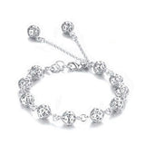 925 Silver 8mm Hollow Ball Bracelet Women Wedding Jewelry