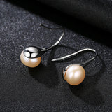 925 Sterling Silver Pearl Drop Earrings Pink