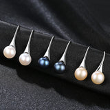 925 Sterling Silver Pearl Drop Earrings Pink