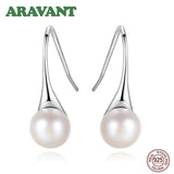 925 Sterling Silver Pearl Drop Earrings Pink
