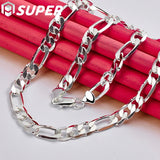 925 Silver 8mm Chain Necklace, 20 Inch, Wedding Charm Jewelry