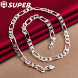 925 Silver 8mm Chain Necklace, 20 Inch, Wedding Charm Jewelry